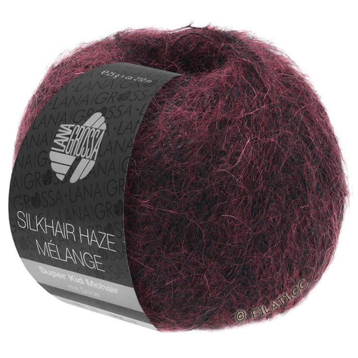 Lana Grossa SILKHAIR HAZE Mélange | 1301-mustanpunainen meleerattu