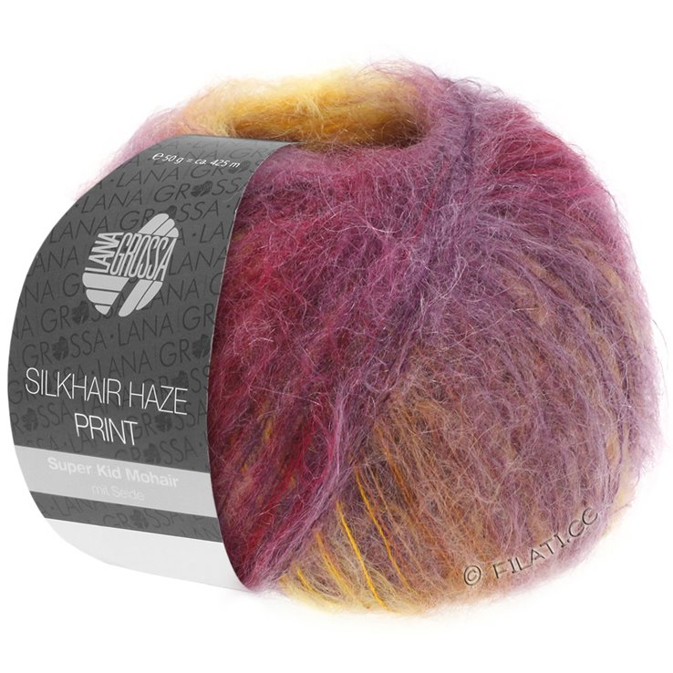 Lana Grossa SILKHAIR HAZE Print | 1201-keltainen/khaki/munakoiso/marja