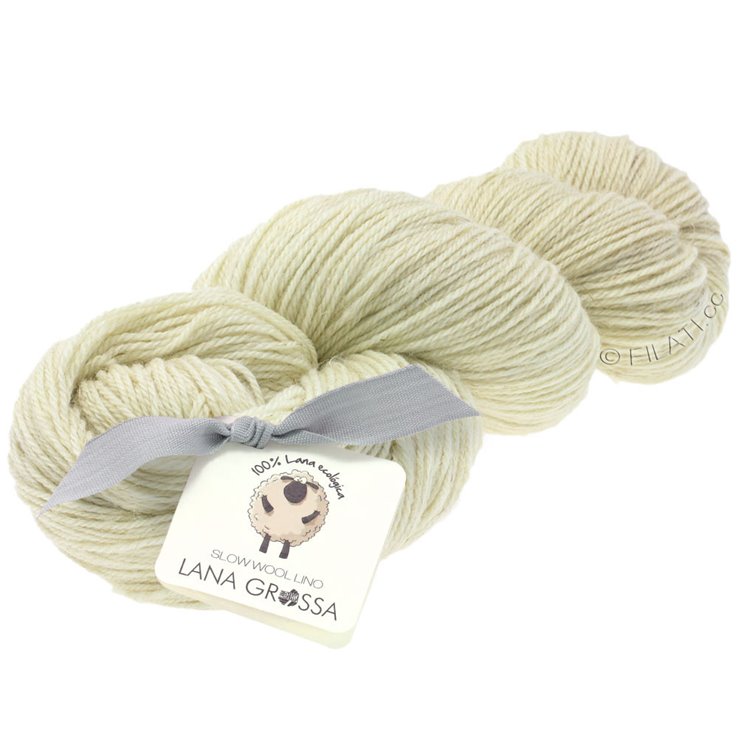 Lana Grossa SLOW WOOL LINO | 01-luonnonvalkoinen