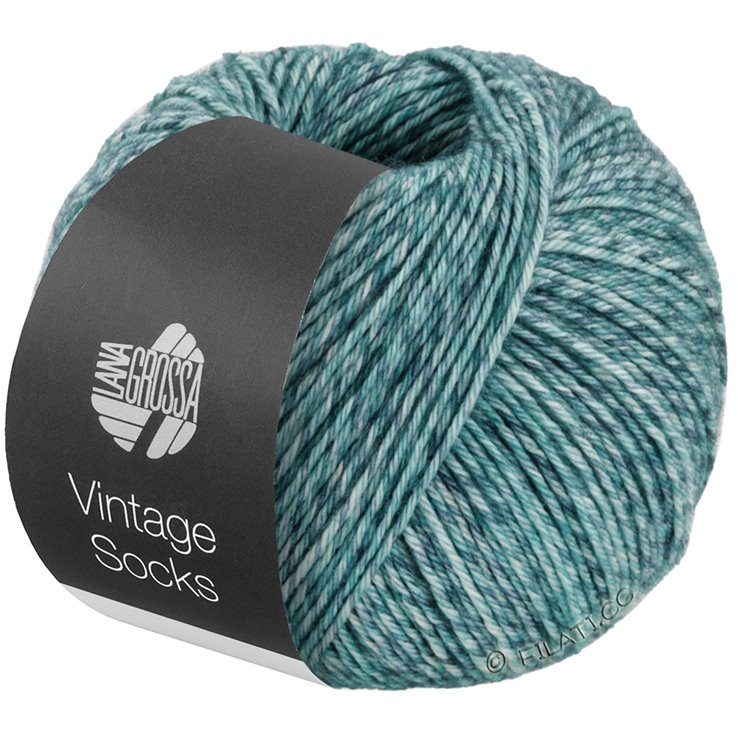 Lana Grossa Vintage Socks | 1003-minttu meleerattu/harmaansininen meleerattu/farkku meleerattu/petrooli meleerattu