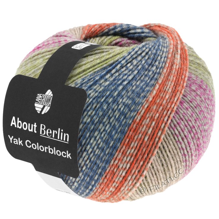 Lana Grossa MEILENWEIT 100g Yak Colorblock (ABOUT BERLIN) | 631-pinkki/harmaa/oranssi/farkku/keltavihreä meleerattu