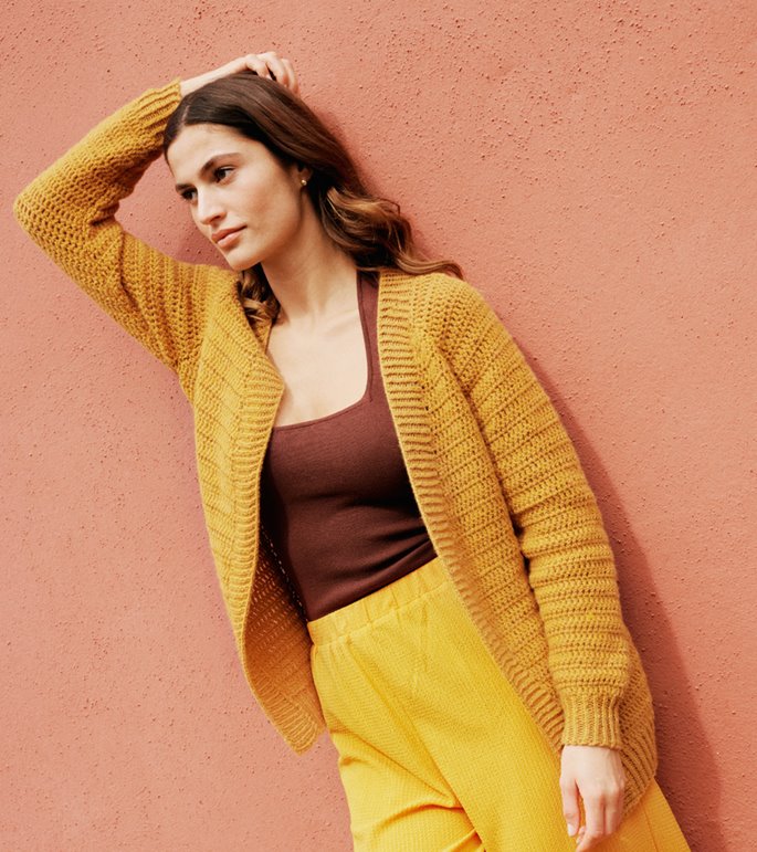 Lana Grossa HÆKLET RAGLAN-CARDIGAN Ecopuno - Hækleopskrift (SE)