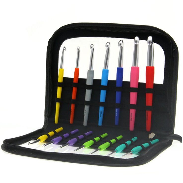 Lana Grossa Virkkuukoukkusetti Design Color Soft Grip alumiini