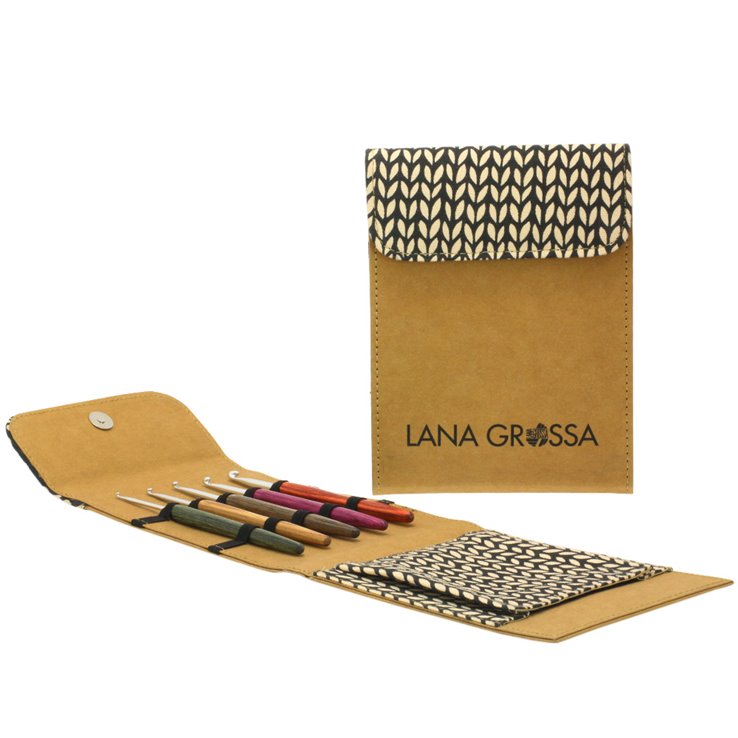 Lana Grossa Virkkuukoukkusetti Design-puu: Signal, pieni (ruskea)