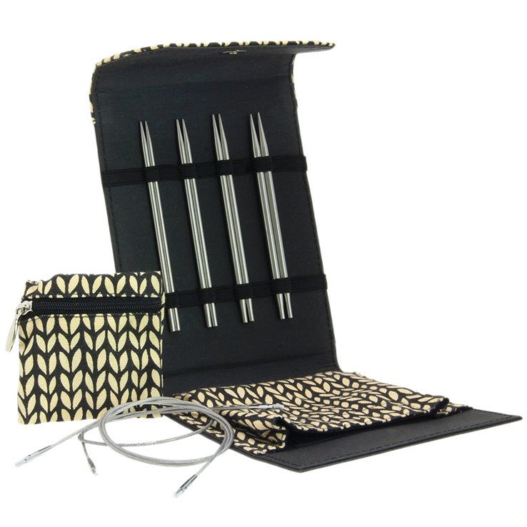 Lana Grossa Pyöröpuikkosetti ruostumaton teräs, pieni (musta)